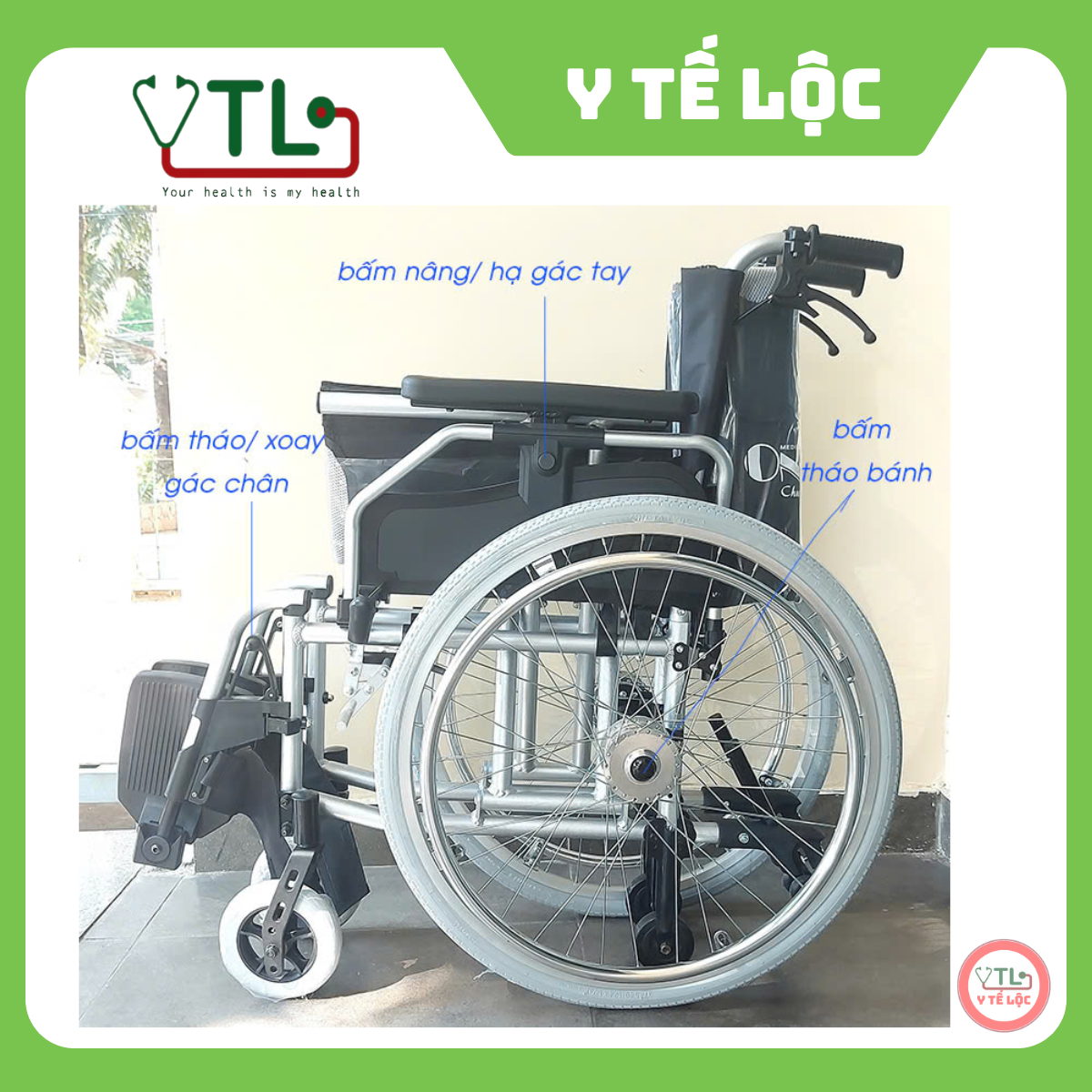 Xe lăn đa năng linh hoạt - bánh bơm hơi, nâng hạ toàn bộ xe , hộp kim nhôm sơn tĩnh điện ONE-X MW868LJQ