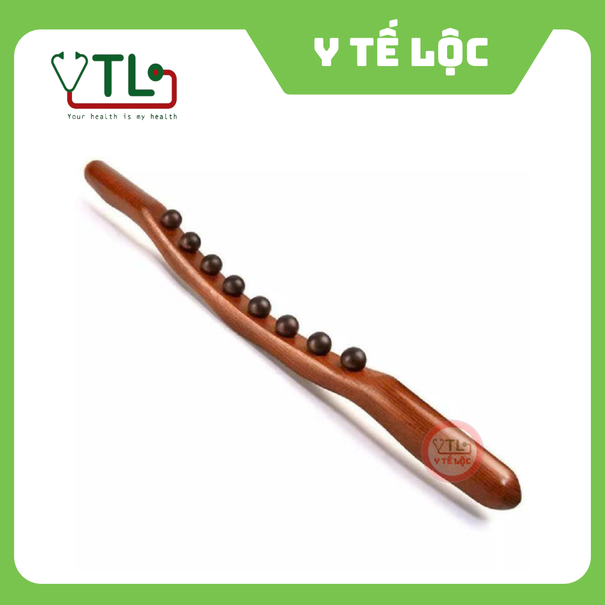 Gậy gỗ dưỡng sinh 1 hàng hạt ( 8 bi ) đa công dụng, massage vai gáy, toàn thân
