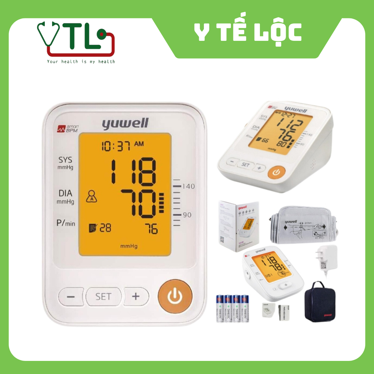 Máy Đo Huyết Áp Bắp Tay và nhịp tim Giọng nói tiếng Việt Yuwell YE650D