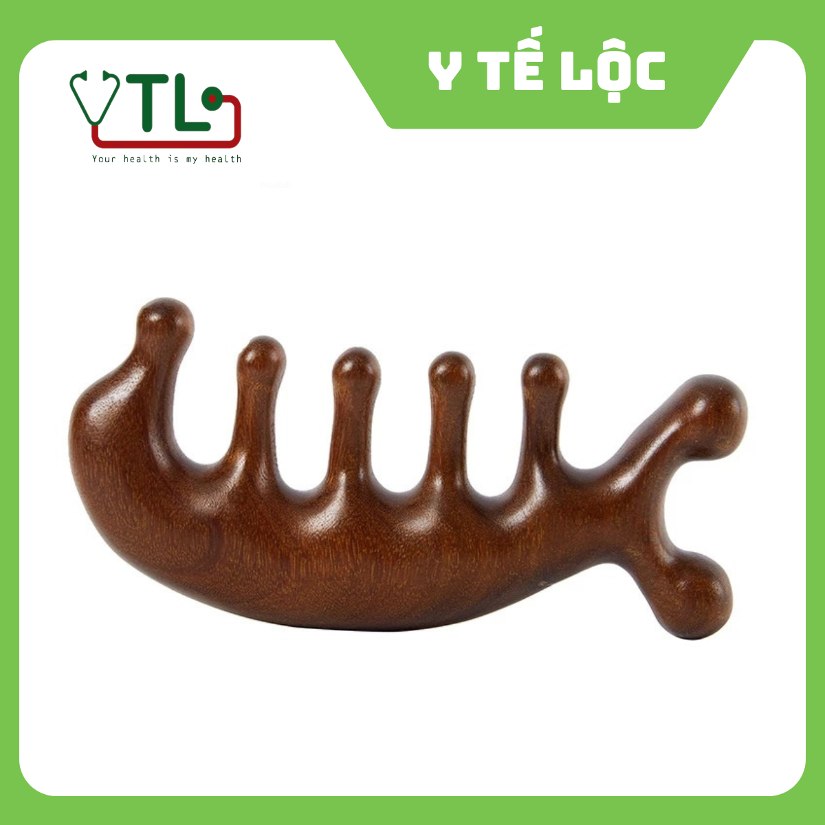 Lược Gỗ  7 răng Mát Xa Da Đầu Chải Tóc Đả Thông Kinh Lạc Hỗ Trợ Mọc Tóc Spa Dưỡng Sinh