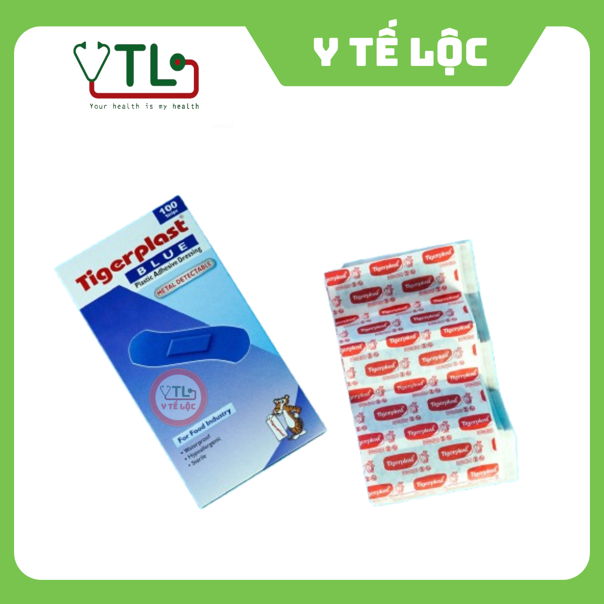 Băng cá nhân Tigerplast Blue chuẩn BRC & IFS dùng khi làm bếp, nấu ăn - Hộp 100 cái