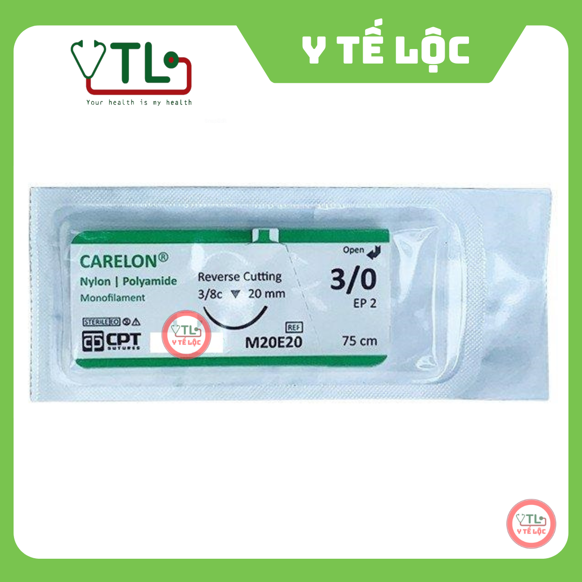Chỉ phẫu thuật không tiêu tổng hợp Carelon® Nylon (1 tép)