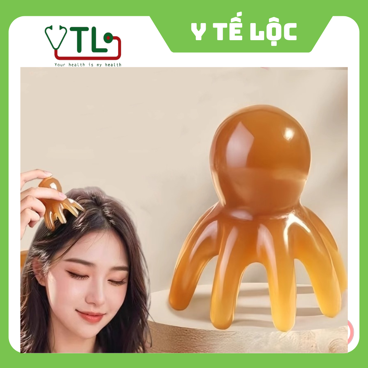 Cây massage da đầu hình bạch tuộc giúp thư giãn, kích thích tuần hoàn máu bằng nhựa