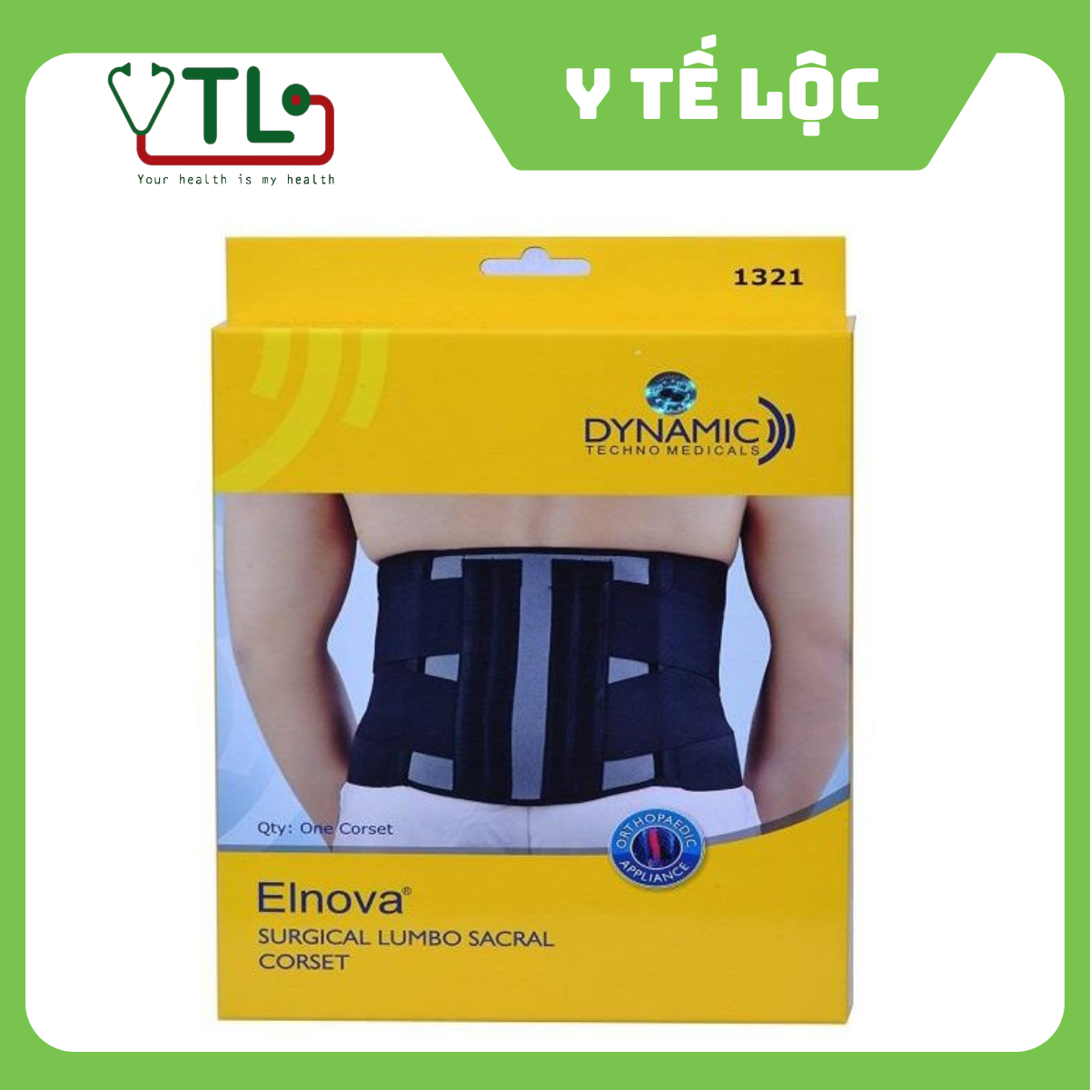 Đai Lưng Cột Sống - Đai cố định thắt lưng cột sống Elnova 1321 ( Màu đen)