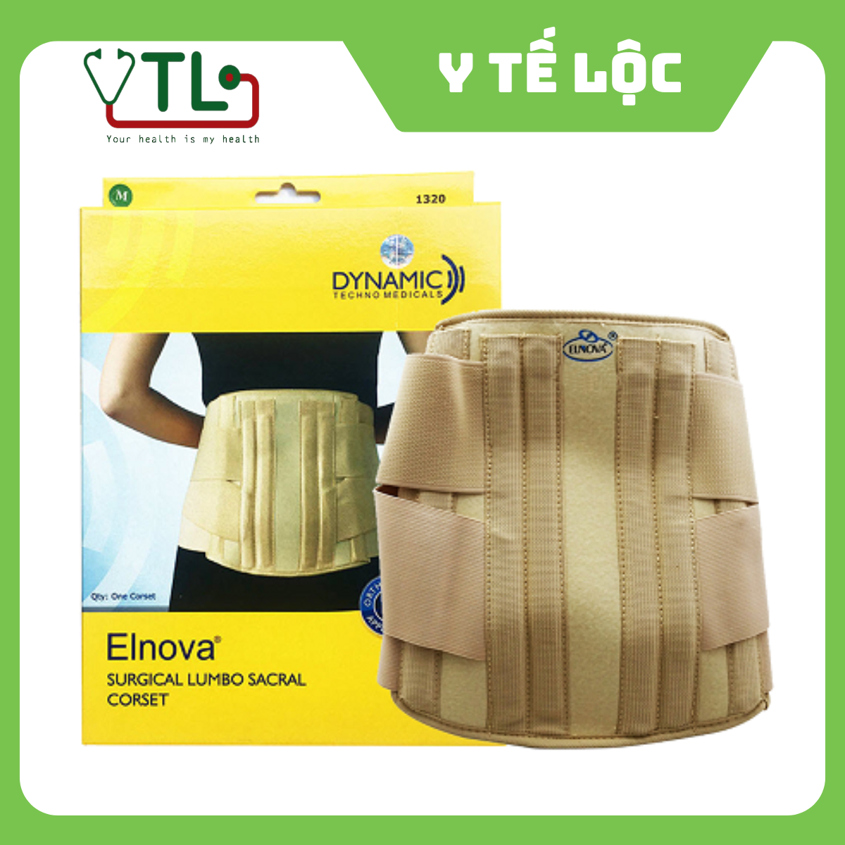 Đai cố định thắt lưng cột sống Elnova model 1320 (màu kem)