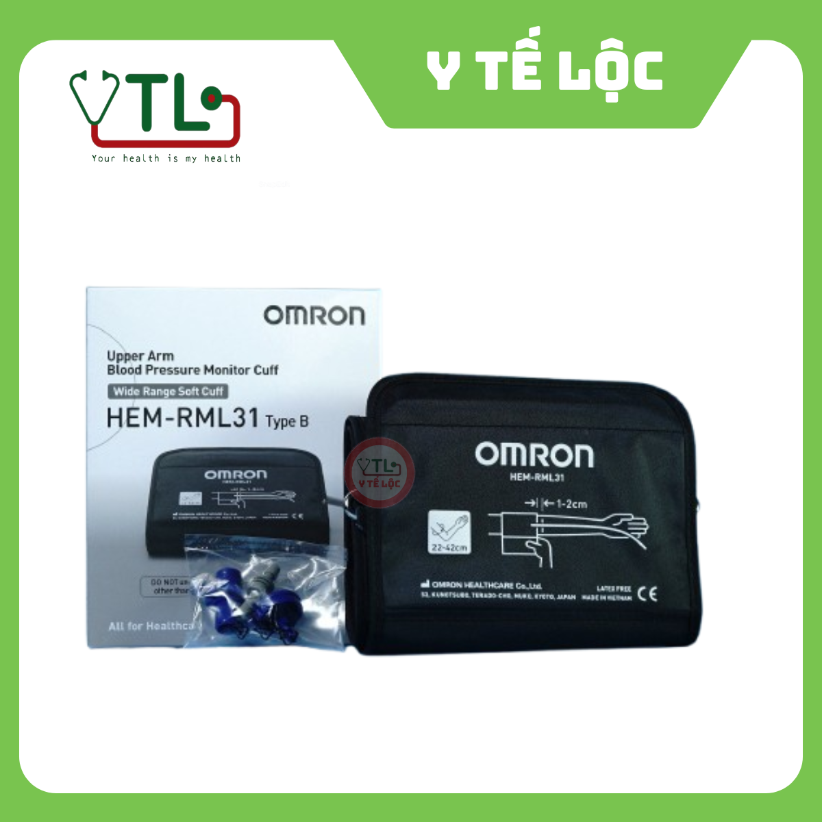 Vòng bít máy đo huyết áp bắp tay Omron chính hãng size lớn 22-42cm