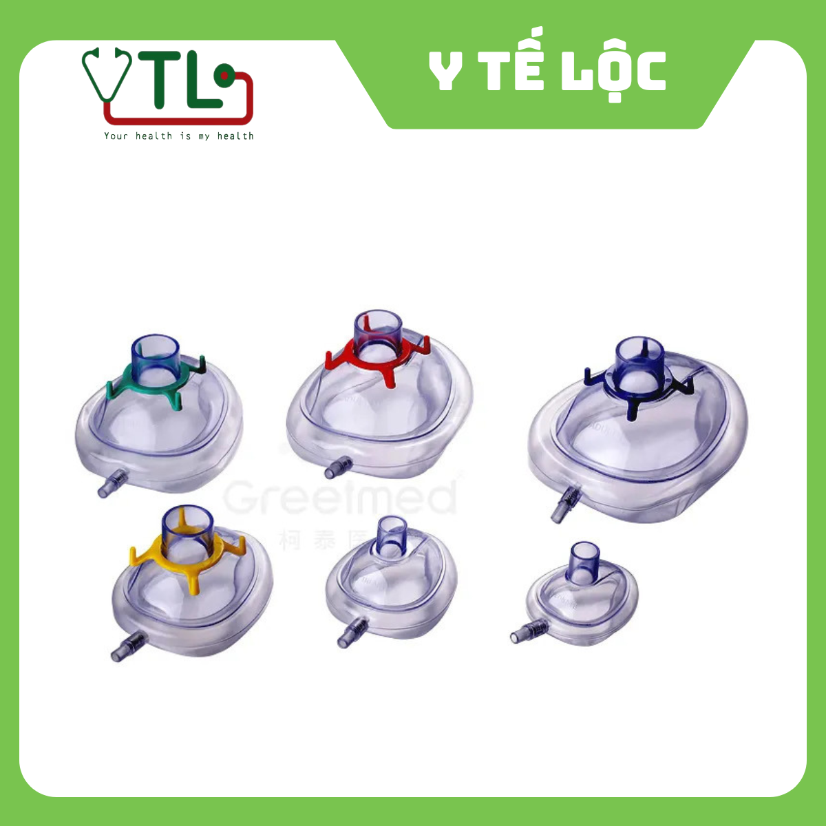 Mặt nạ gây mê Greetmed mask trợ thở cấp cứu y tế gây mê - Nhiều cỡ