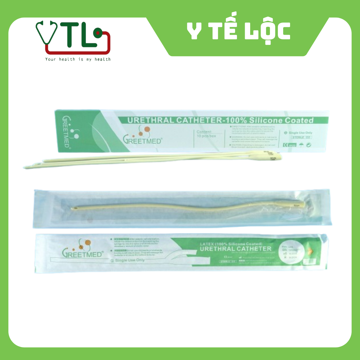 Ống thông tiểu 1 nhánh Sonde Nelaton (không bóng) – dùng thông ngắt quãng - Greetmed  (Urethral Catheter) (hộp 10 ống)