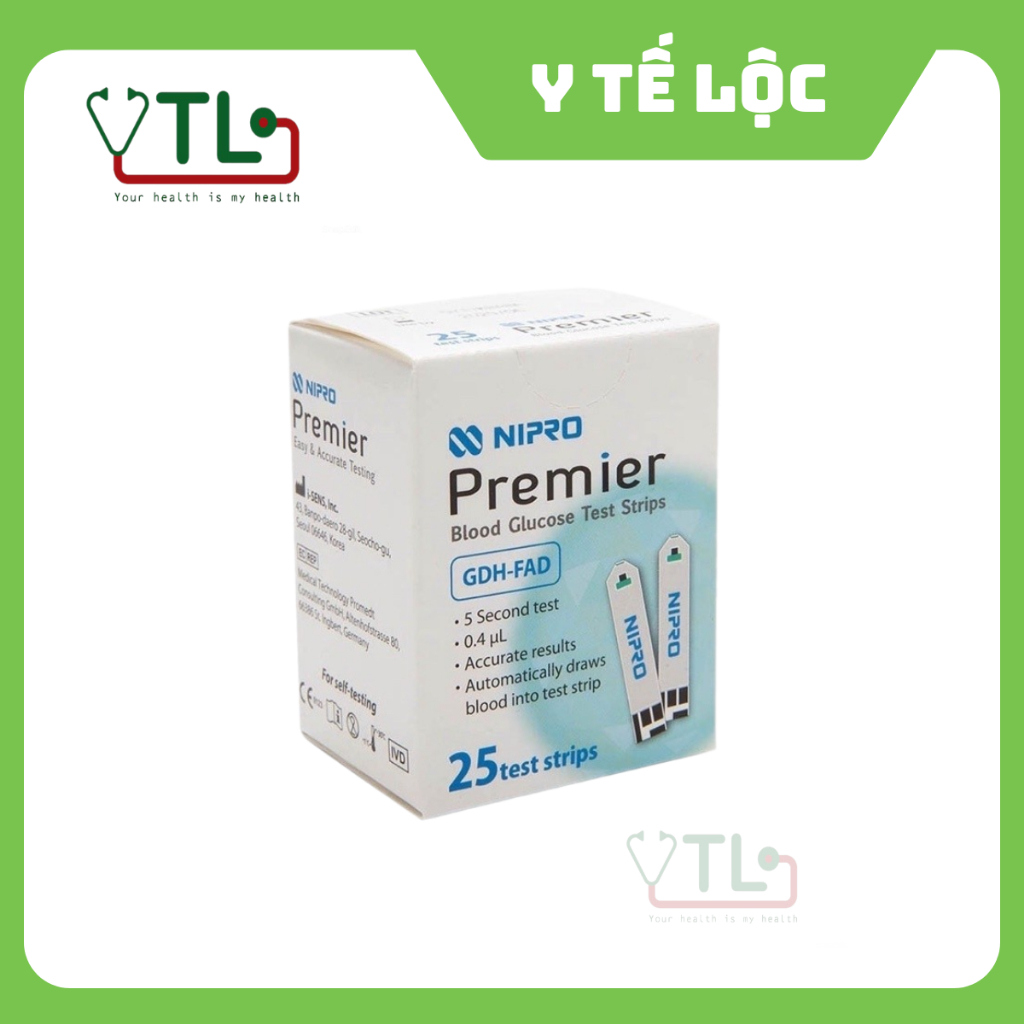 Que thử đường huyết Nipro Premier ( Hộp 25 que)