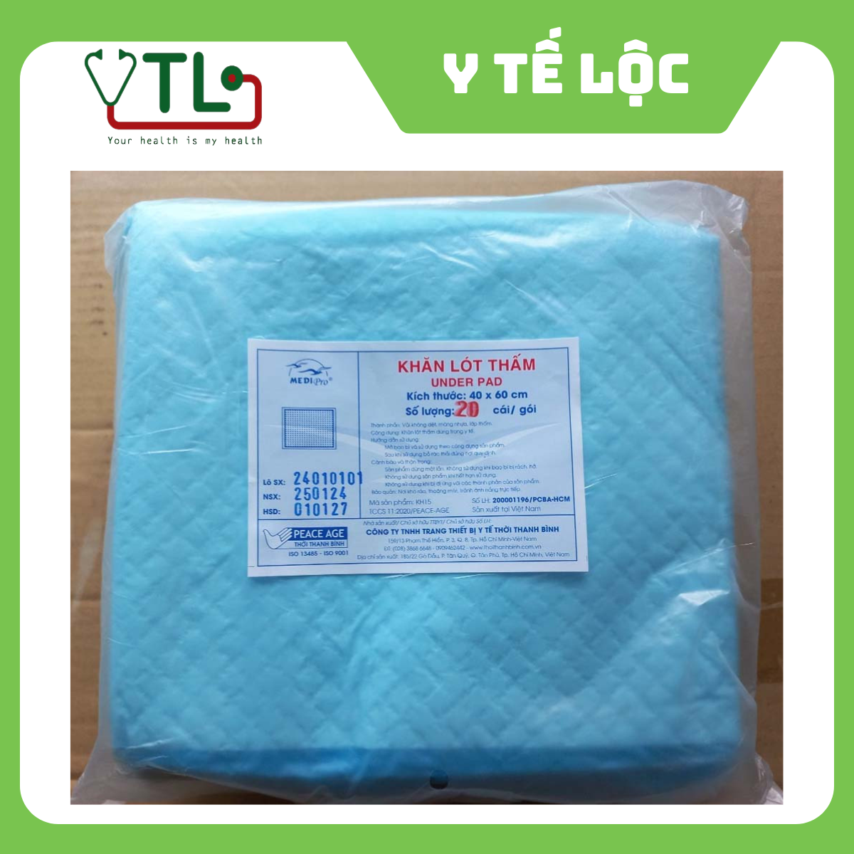 Khăn lót chống thấm  40cm x 60cm Thời Thanh Bình