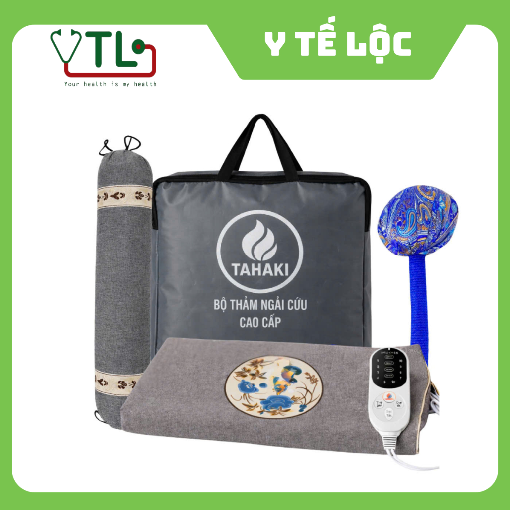 Bộ Thảm ngải cứu sửi ấm TAHAKI kèm búa và gối - chính hãng BH 6 tháng