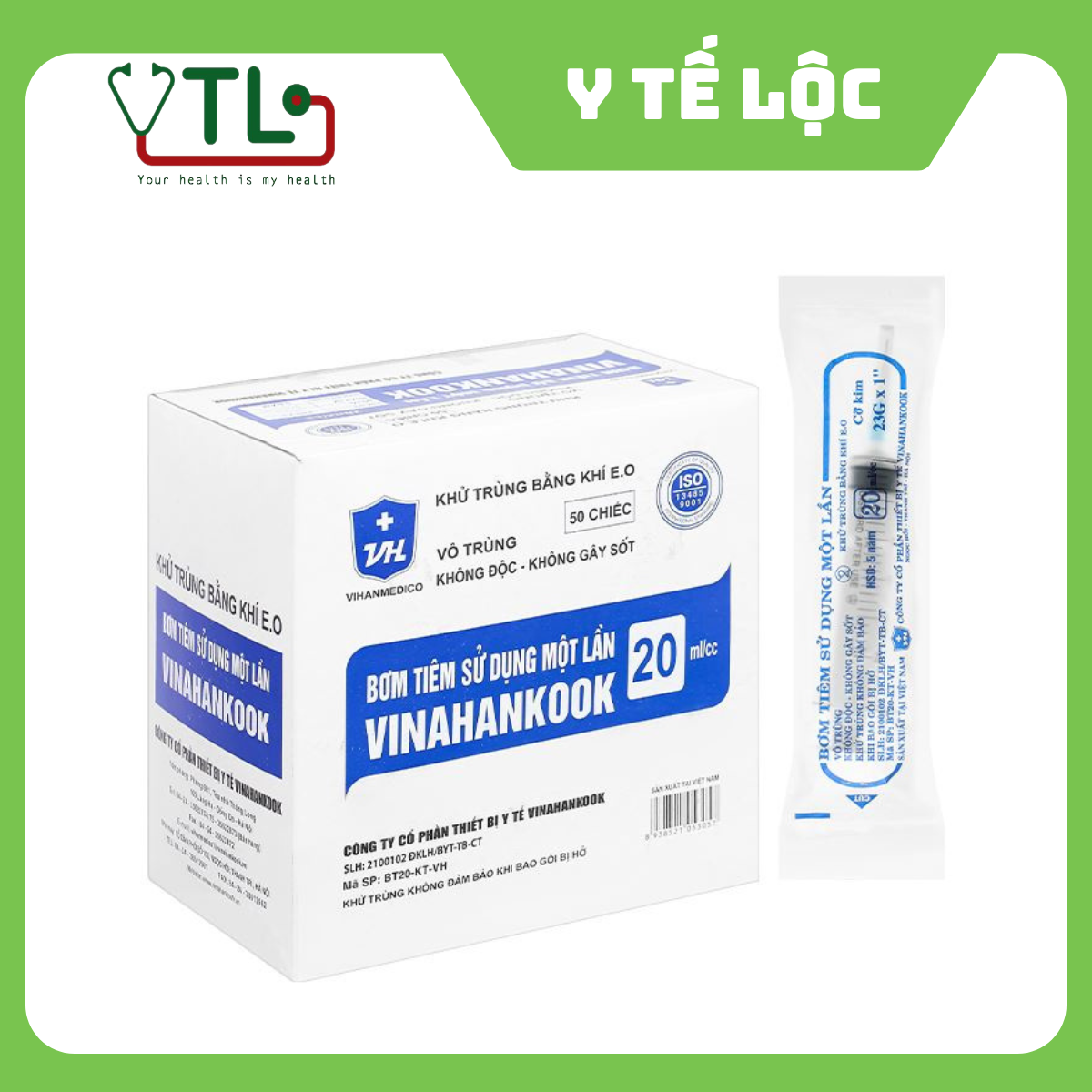 Bơm tiêm 20ml/cc Vinahankook dùng một lần (50 cái)