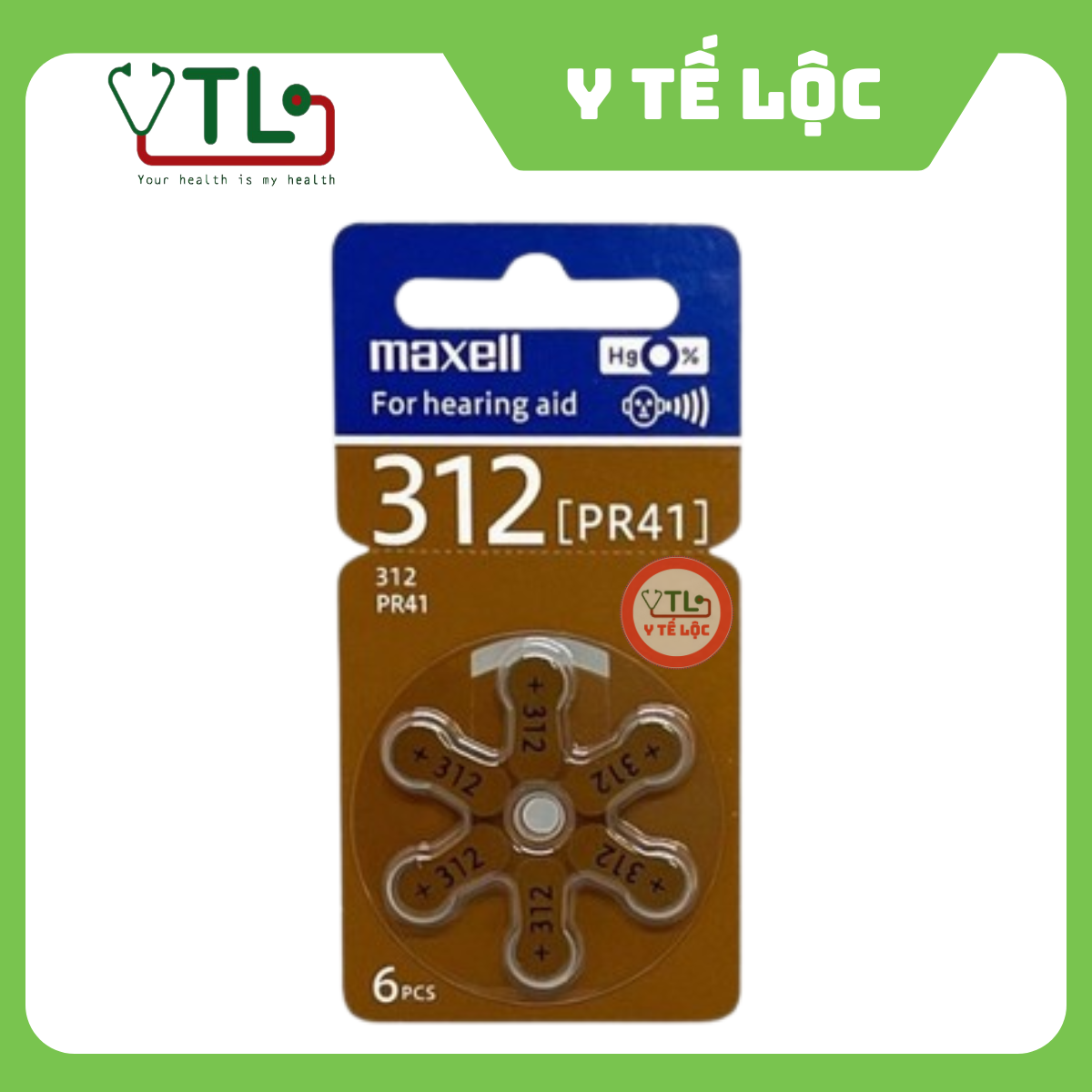 Vỉ 6 viên Pin máy trợ thính Maxell 312 (PR41)