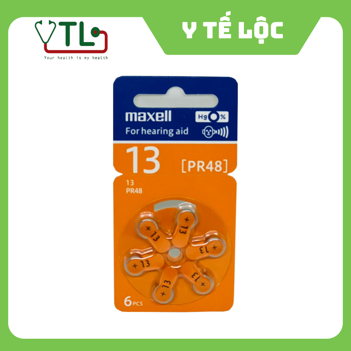 Vỉ 6 Viên Pin Máy Trợ Thính Maxell 13 (PR48)