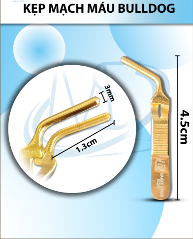 kẹp mạch máu bulldog cong 4.5cmx3mm (4.5cm D1.3cm R3mm)