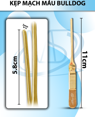 Kẹp mạch máu bulldog 11cmx3mm thẳng (11cm D5.8cm R3mm)