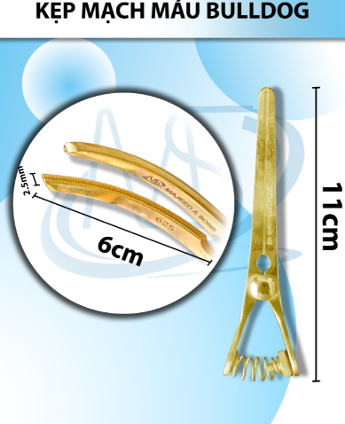 Kẹp mạch máu bulldog 11cm Cong Dài 11cm kẹp 6cm