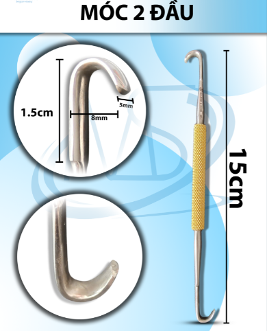 Móc 2 đầu 15cm đầu móc d1,5cmxr0.4cm cong móc 0.8
