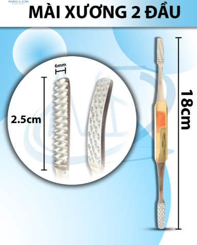 Mài xương Dài 18cm, 1 đầu thẳng 1 đầu cong đầu D2,5 R6mm