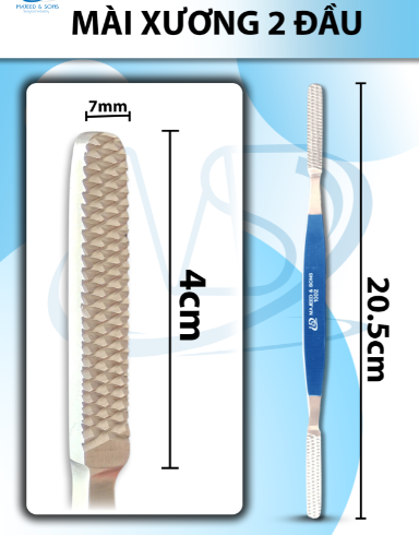 Mài xương 2 đầu Dài 20,5cm đầu 4cm x 0,7cm, 2 đầu giống nhau