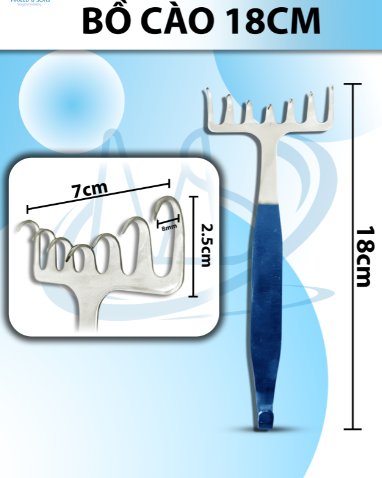 Bồ cào Dài 18cm, đầu r7xd2,5cm, móc 0,8cm