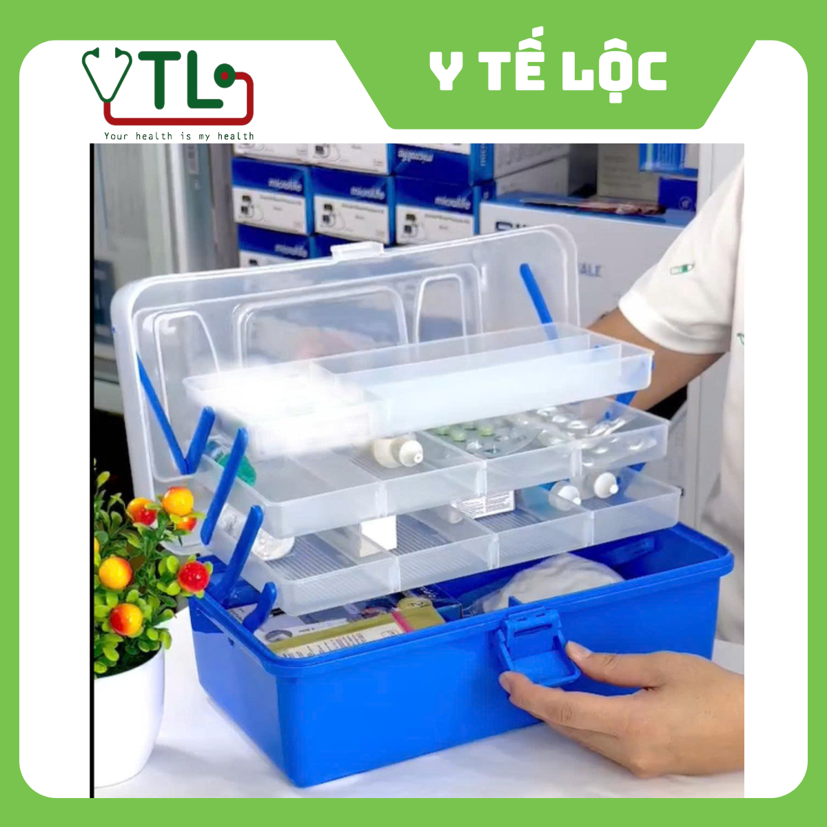 Hộp sơ cứu, hộp cứu thương bằng nhựa nhỏ 2 tầng, lớn 3 tầng First Aid Kit