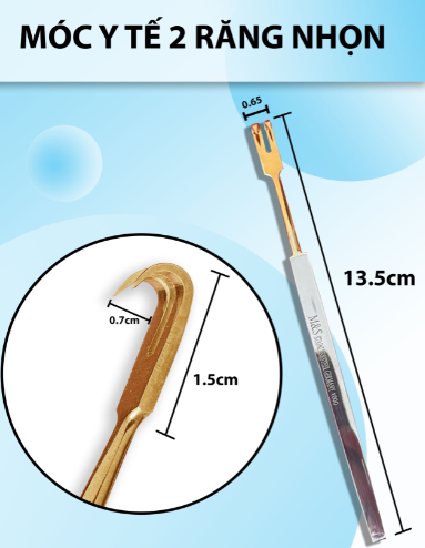 Móc y tế 2 răng nhọn, móc phẫu thuật mũi 14cm