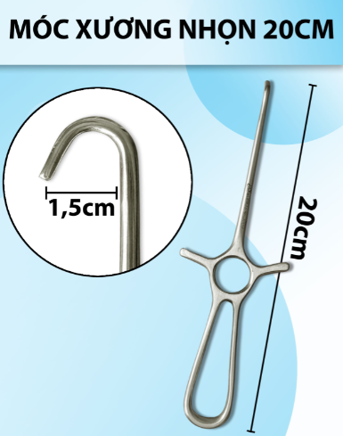 Móc xương nhọn 20cm, Bone hook Rộng móc 1,5cm dài 20cm