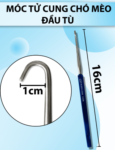 Móc tử cung chó mèo, Móc đơn chất lượng cao Rộng 1cm dài tổng 16cm
