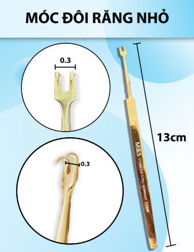Móc mí, móc đôi răng nhỏ, móc y tế 13cm