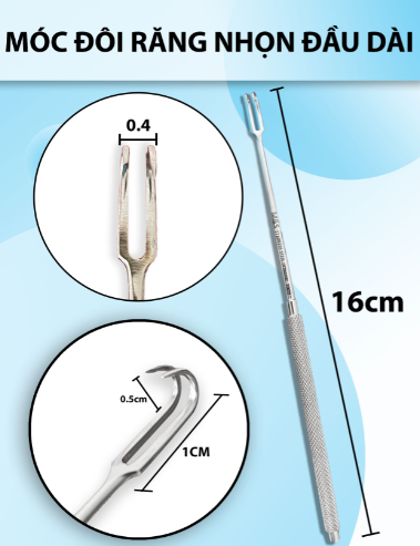 Móc đôi phẫu thuật, móc mô 16cmx0,3cm