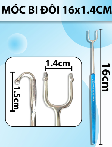 Móc đôi bi 16cm x 1,4cm D1,5 R1,4 tròn 1mm dài 16