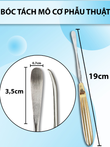 Bóc tách 19x0,6cm, dụng cụ bóc tách mô cơ trong phẫu thuật nâng ngực, dụng cụ bóc tách phẫu thuật mông