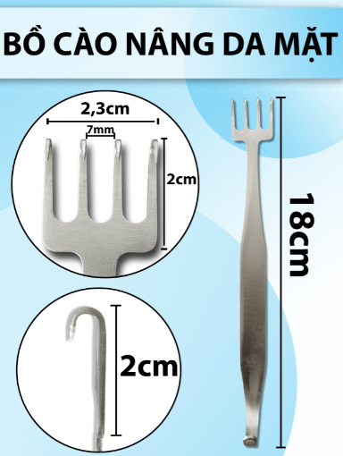 Bồ cào sử dụng trong căng da mặt, Freeman Face Lift 18cm đầu Ngang 2,3 rộng ngang 0,7 dọc 2cm