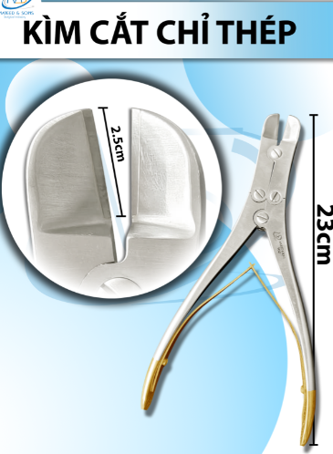 Kìm cắt đinh, kìm cắt chỉ thép 23cm đầu kìm d2,5cmxr2,5cm