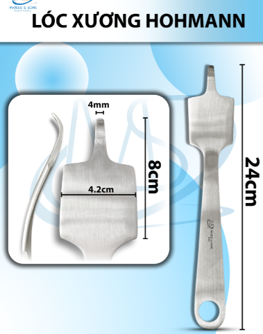 Lóc xương Hohmann Dài 24cm đầu dài 8cm rộng bự 4,2cm rộng nhỏ 4mm
