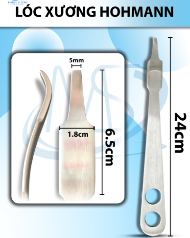 Lóc xương Hohmann Dài 24cm đầu dài 6,5 rộng bự 1,8 rộng nhỏ 5mm