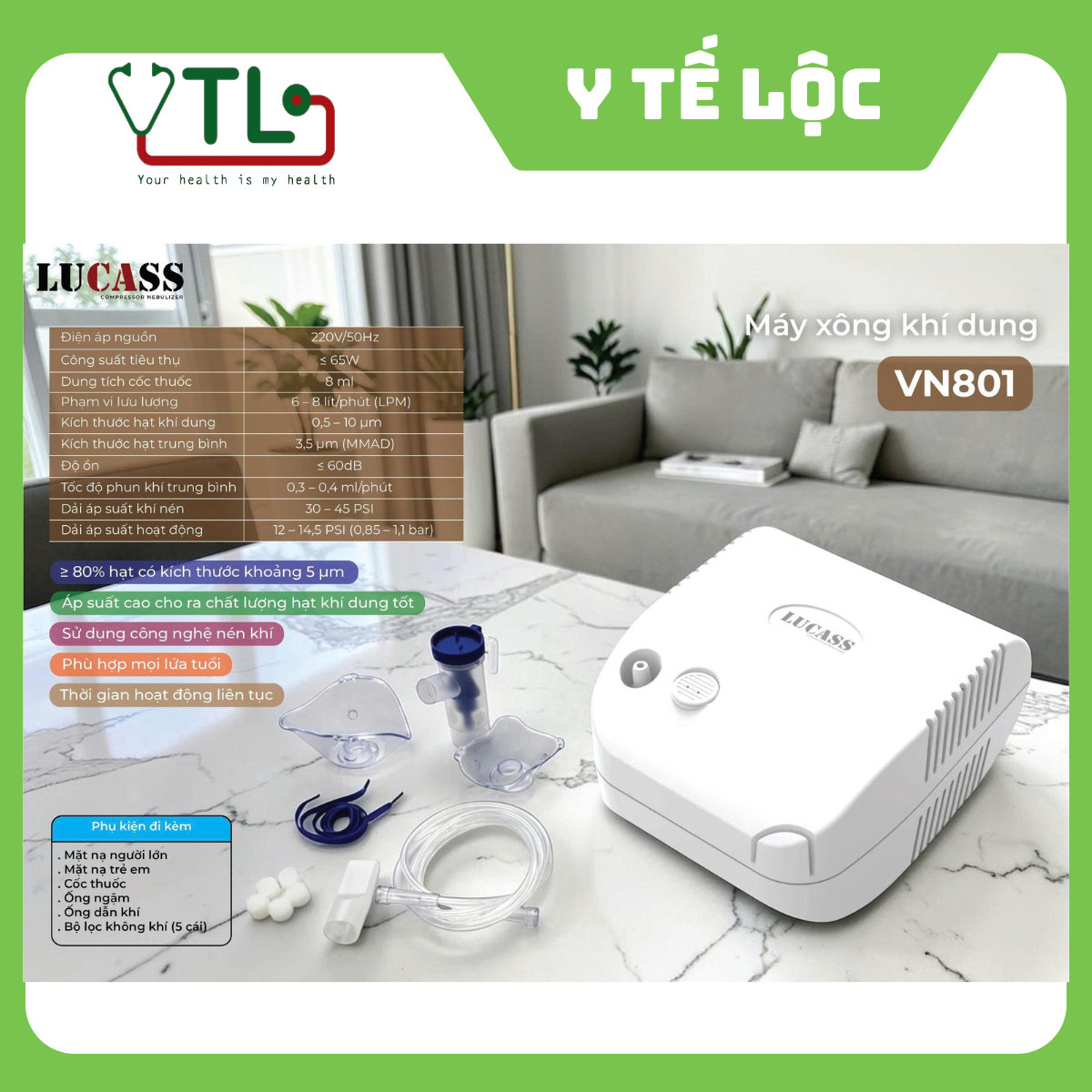 Máy xông khí dung Lucass VN801
