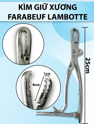 Kìm giữ xương Farabeuf Lambotte 25cm D4 R1 dài 25,5cm