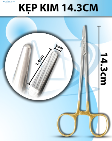 Kẹp kim Dài 14.3cm, đầu D1.4cm R3mm