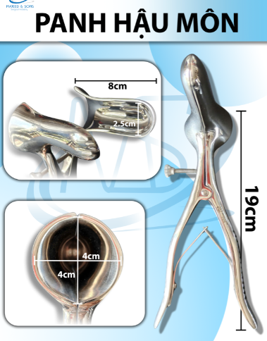 Panh hậu môn Dài thân 19cm dài đầu 8cm rộng 2,5cm tròn 4x4cm