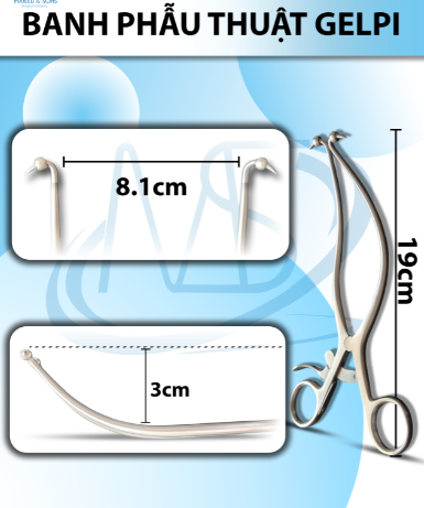 Banh Phẫu thuật Gelpi 19cm R-max 8,1cm độ cong cách mặt phẳng 3cm đầu tròn