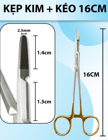 Pen kẹp kim và kéo 16cm, kẹp kim kéo chất lượng cao