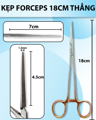 Pen kẹp 18cm thẳng, kẹp forceps 18cm thẳng, pen y tế