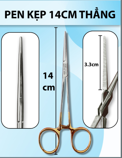 Pen kẹp 14cm thẳng, pen y tế