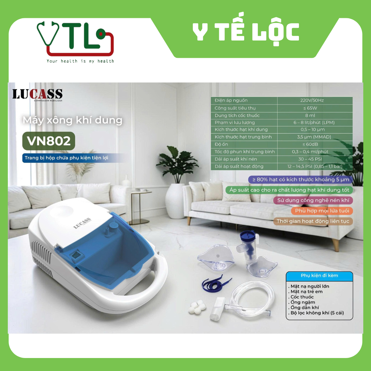 MÁY XÔNG KHÍ DUNG LUCASS VN802