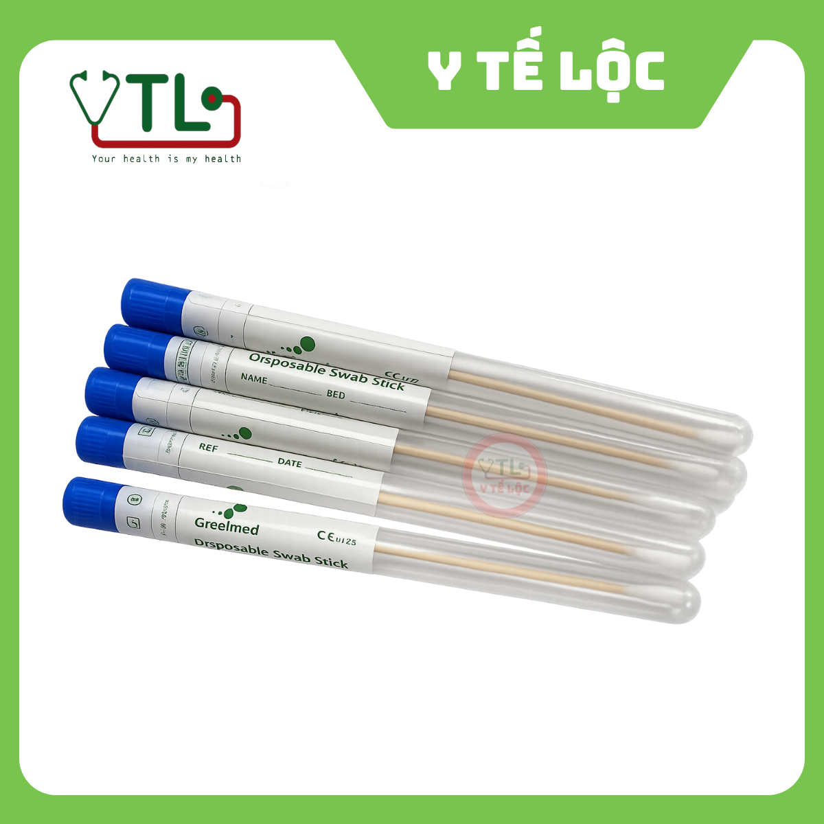 Que gòn trong ống, Greetmed, lấy mẫu xét nghiệm (NỮ), đã tiệt trùng (gói 100 cái)