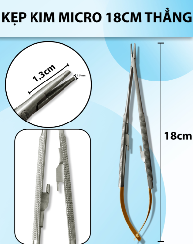 Kẹp kim micro 18cm thẳng, pen kẹp kim vanas, kẹp kim lá lúa