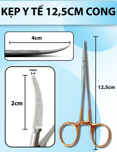 Kẹp kẹp y tế 12,5cm cong micro đầu nhỏ, pen y tế