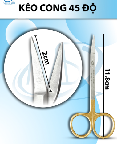 Kéo cong 45 độ, Dài 11.8cm
